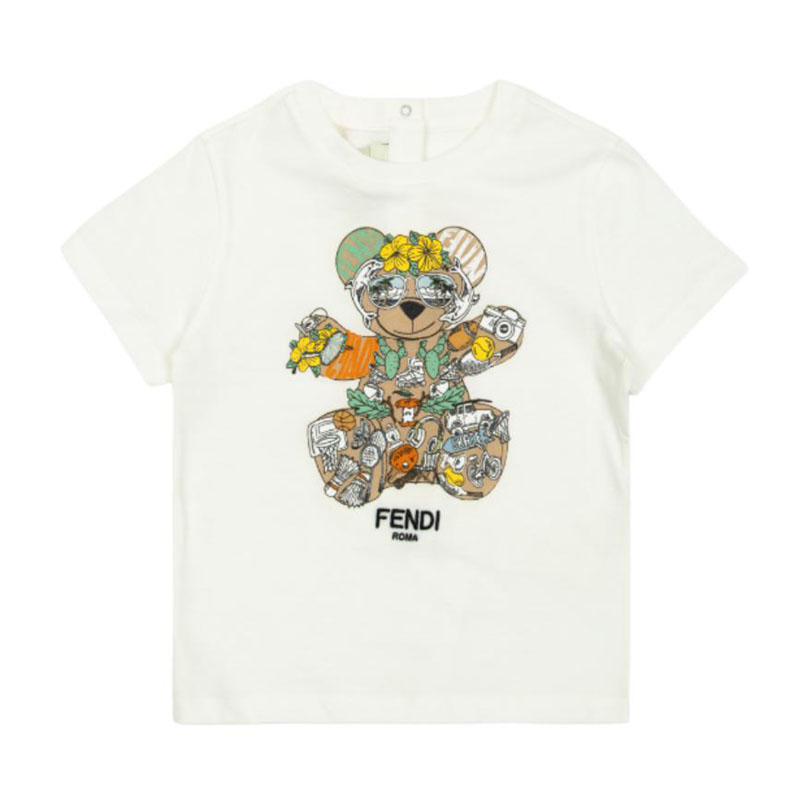 Kaos Pendek FENDI dengan Motif Gambar/Cetak, Cocok untuk Pria dan WanitaF-34