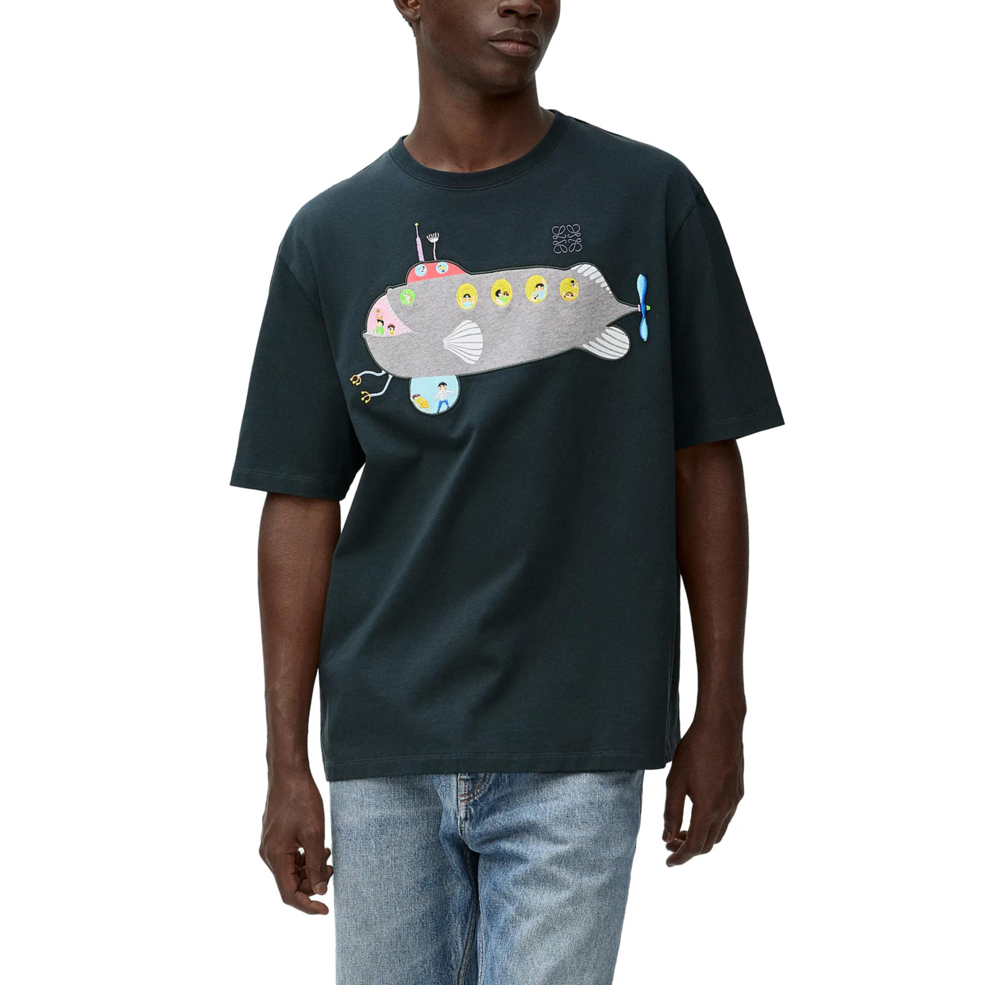 Kaos Pendek LOEWE dengan Motif Gambar/Cetak, Cocok untuk Pria dan Wanita -LE-07