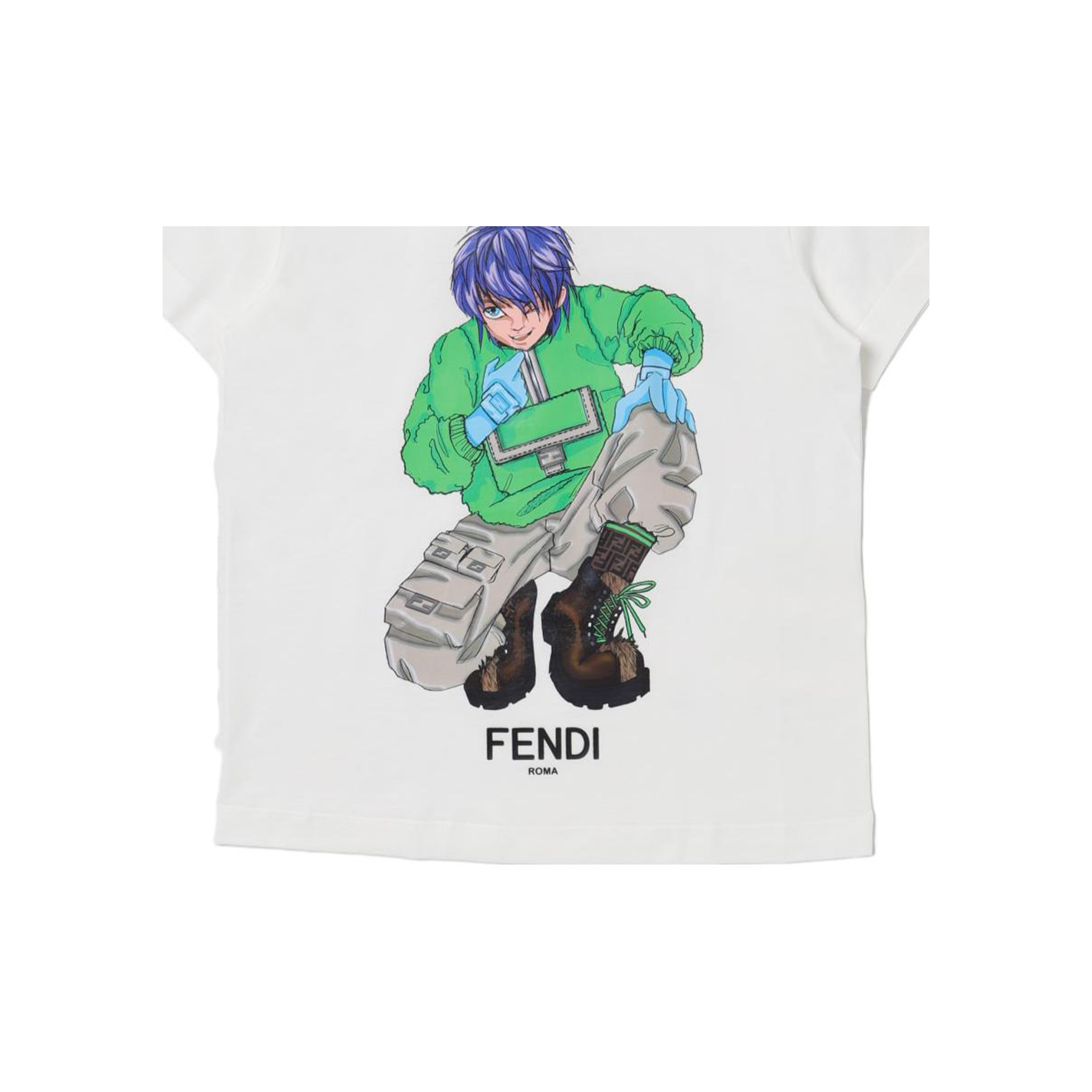 Kaos Pendek FENDI dengan Motif Gambar/Cetak, Cocok untuk Pria dan WanitaF-42