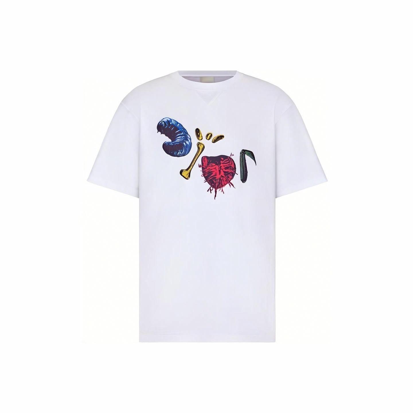 Kaos Pendek DIOR dengan Motif Gambar/Cetak, Cocok untuk Pria dan Wanita  -D-15