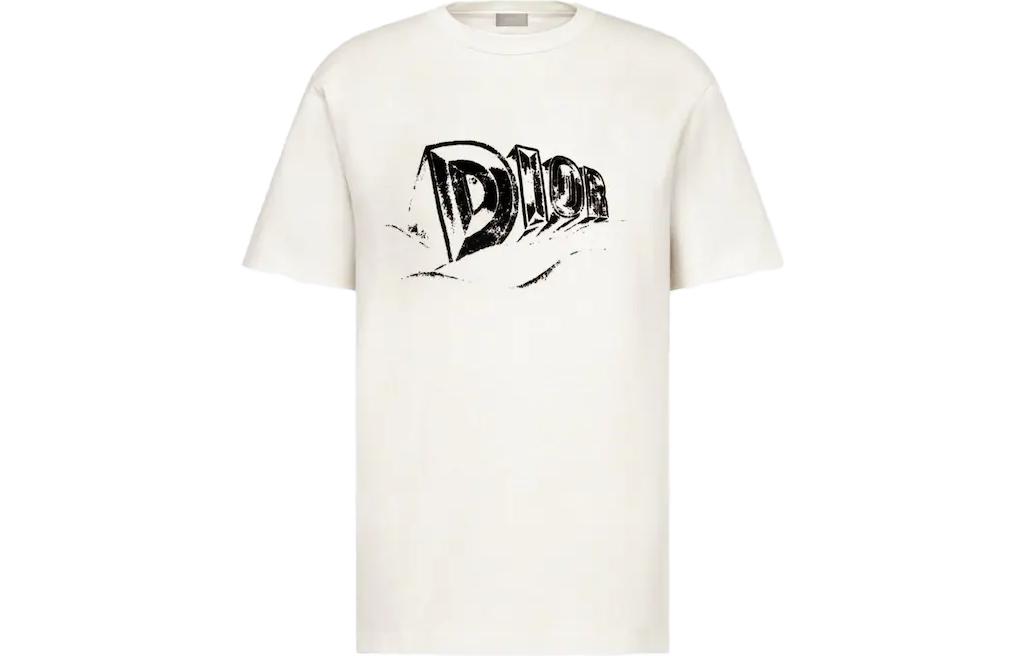 Kaos Pendek DIOR dengan Motif Gambar/Cetak, Cocok untuk Pria dan Wanita  -D-07