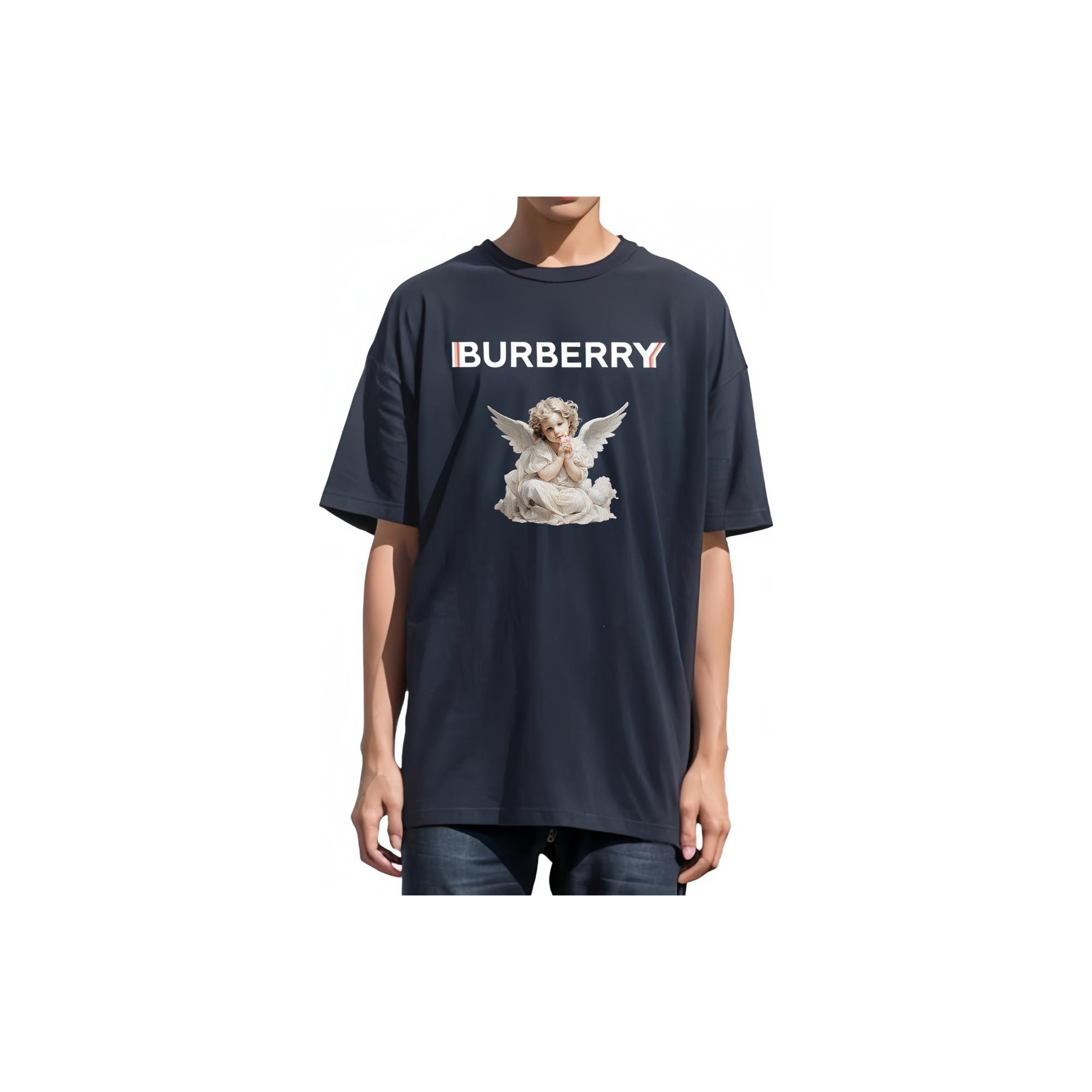 Burberry Kaos Logo Seri Huruf, Unisex, COD '"B-18