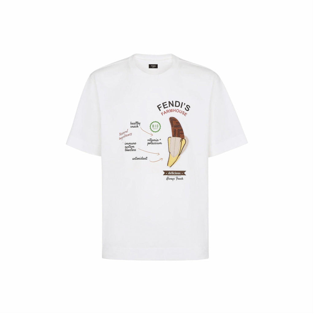Kaos Pendek FENDI dengan Motif Gambar/Cetak, Cocok untuk Pria dan WanitaF-23